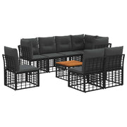Set vanjskih sofa 9 pcs Crna i tamno siva Poliester