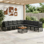 Set vanjskih sofa 10 pcs Crna i tamno siva Poliester