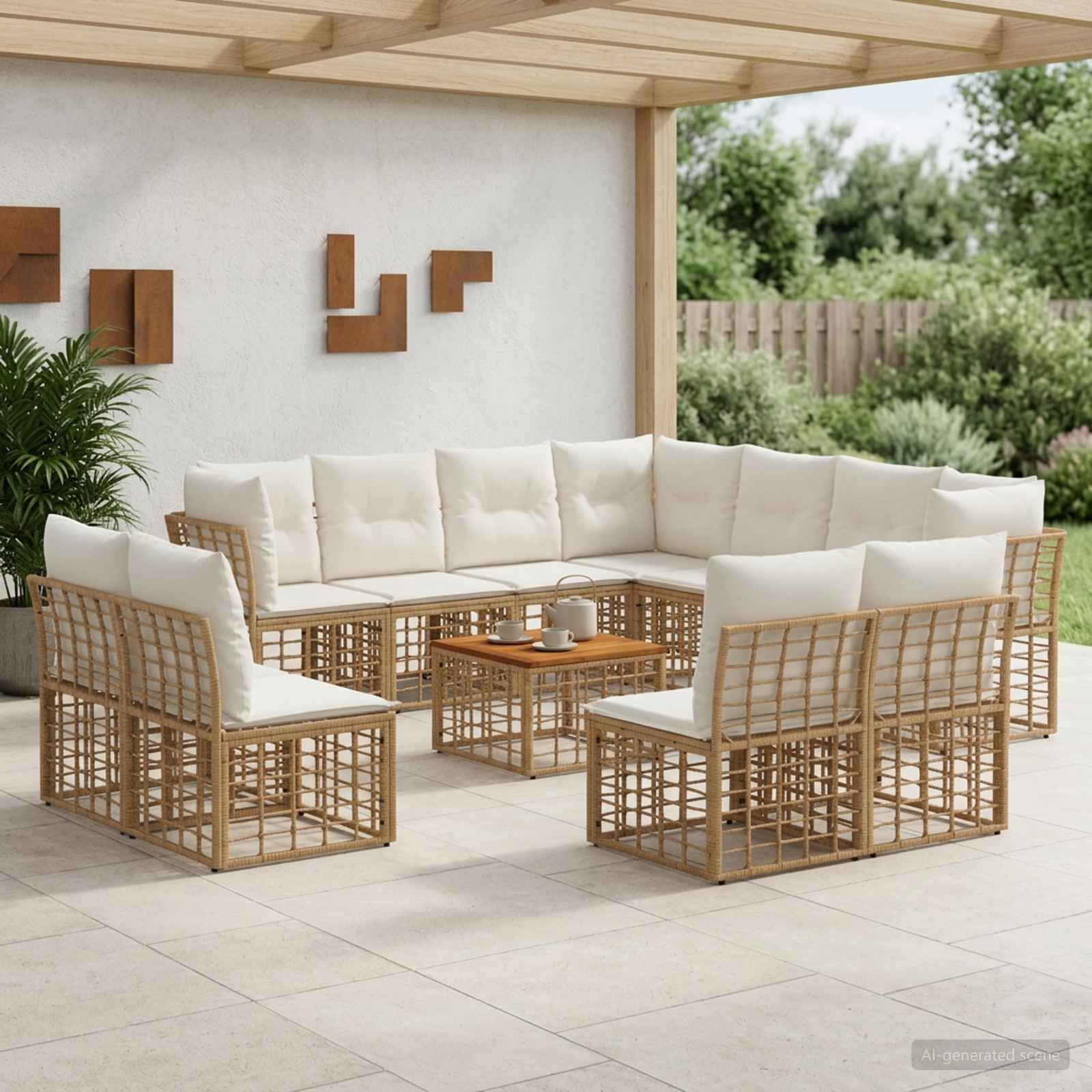 Set vanjskih sofa 12 pcs Prirodna i krema bijela Poliester
