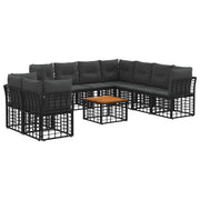 Set vanjskih sofa 10 pcs Crna i tamno siva Poliester