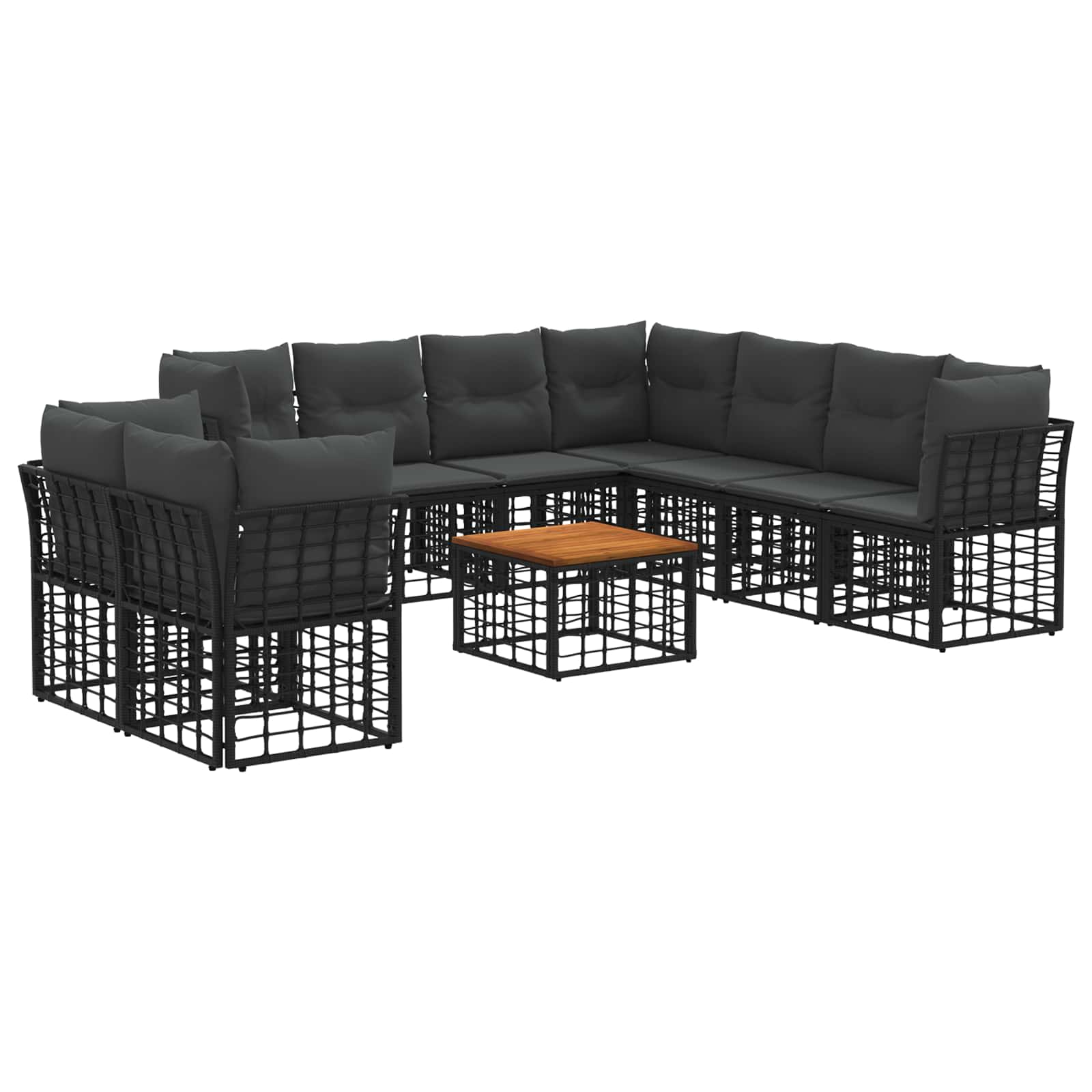 Set vanjskih sofa 10 pcs Crna i tamno siva Poliester