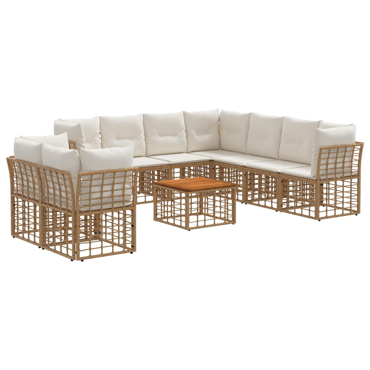 Set vanjskih sofa 10 pcs Prirodna i krema bijela Poliester
