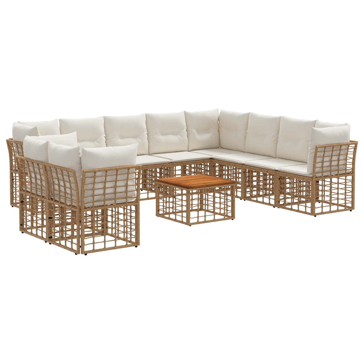 Set vanjskih sofa 11 pcs Prirodna i krema bijela Poliester
