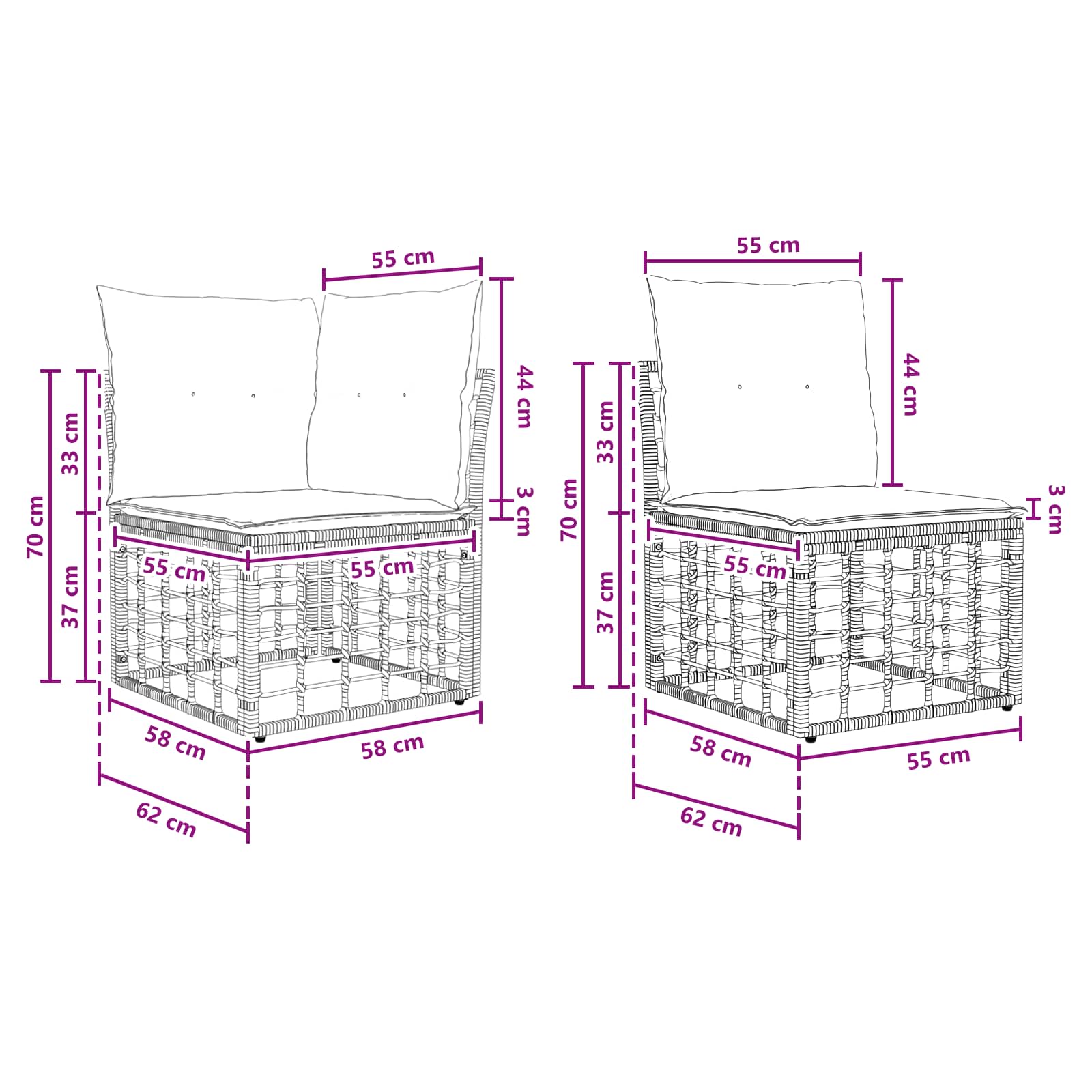 Set vanjskih sofa Prirodna Poliester