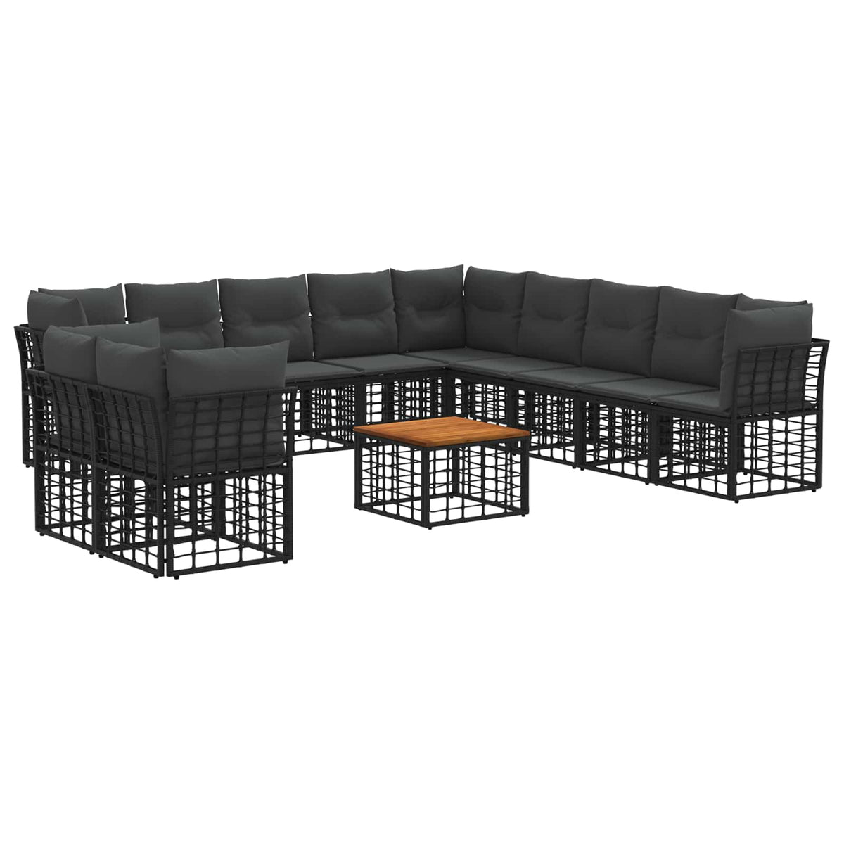 Set vanjskih sofa 12 pcs Crna i tamno siva Poliester