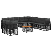 Set vanjskih sofa 12 pcs Crna i tamno siva Poliester
