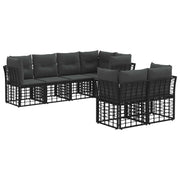 Set vanjskih sofa s jastukom 7 pcs Crna Poliester