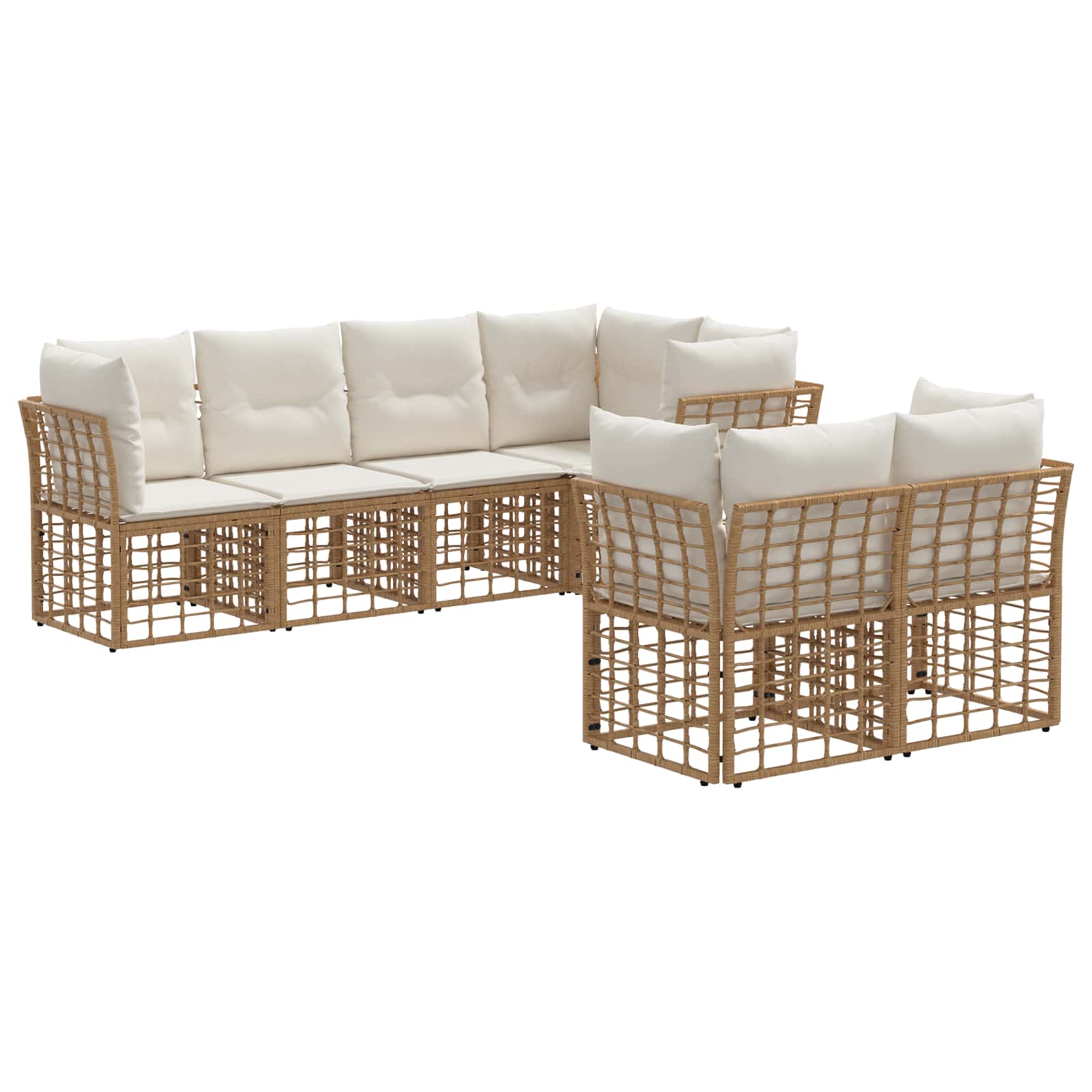 Set vanjskih sofa s jastukom 7 pcs Prirodna Poliester
