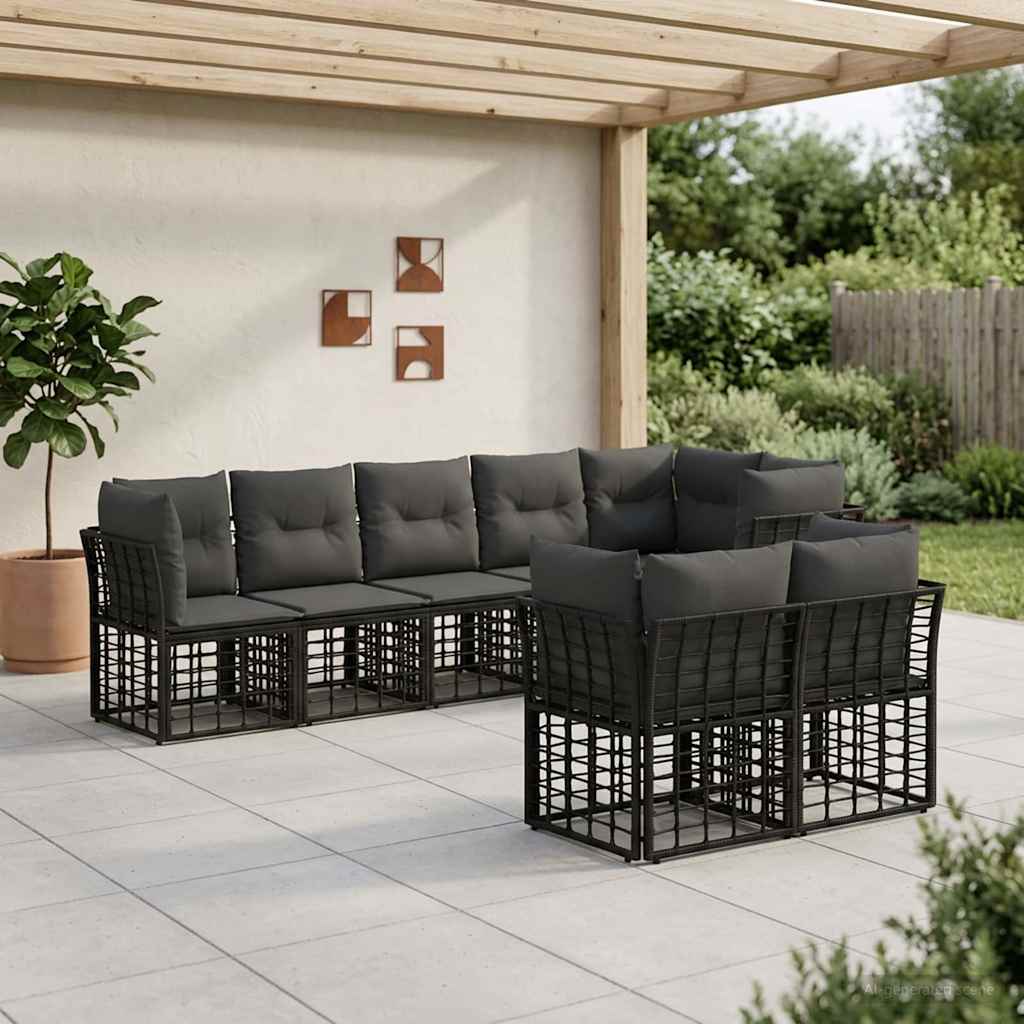 Set vanjskih sofa Crna Poliester