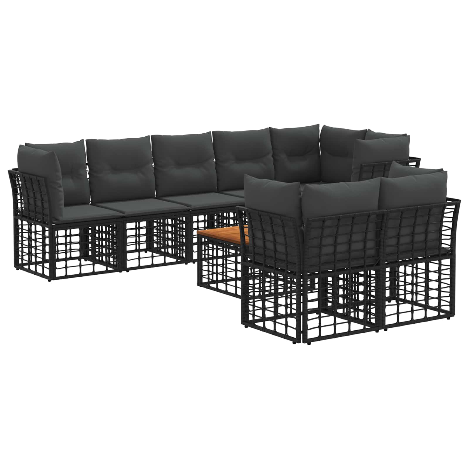 Set vanjskih sofa 9 pcs Crna i tamno siva Poliester