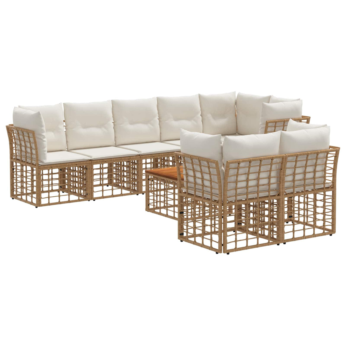 Set vanjskih sofa 9 pcs Prirodna i krema bijela Poliester