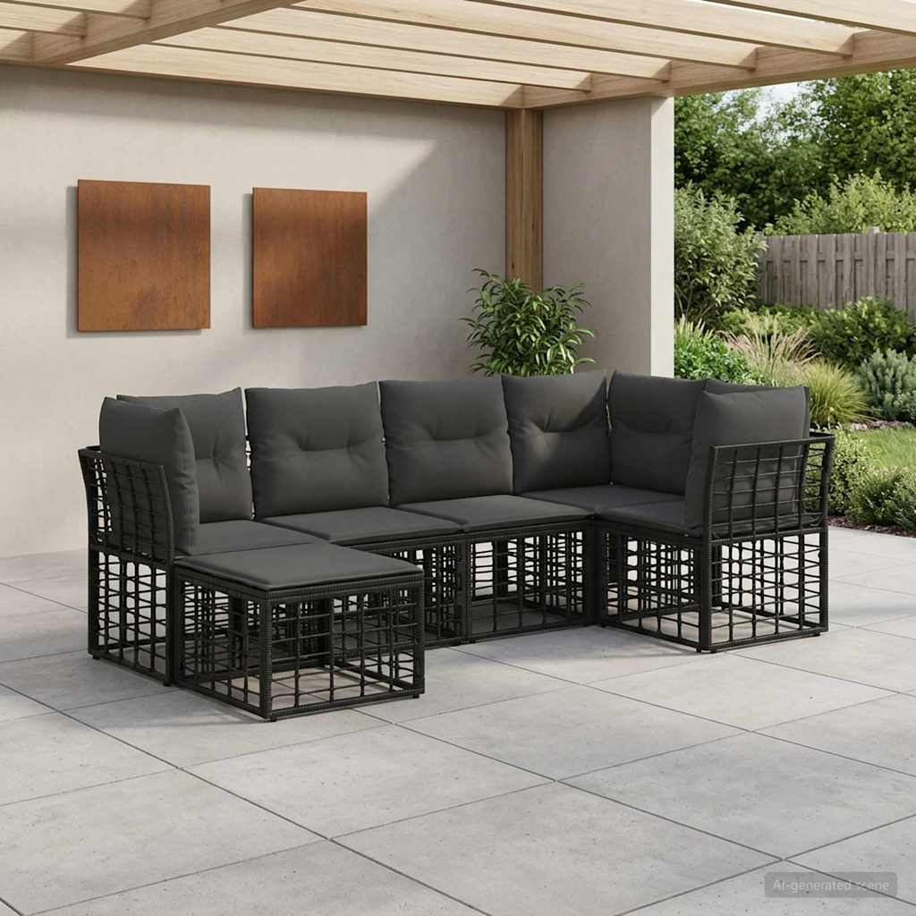 Set vanjskih sofa Crna Poliester