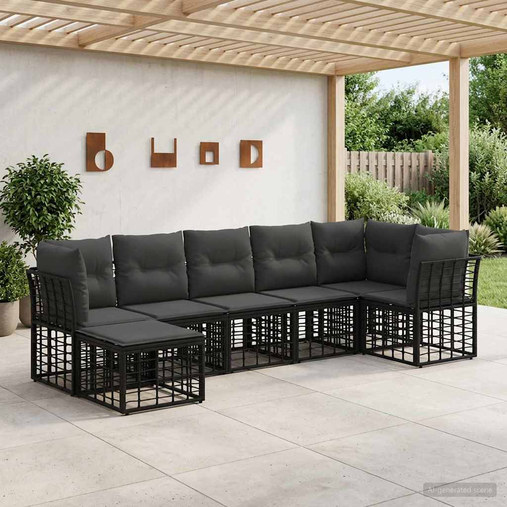 Set vanjskih sofa Crna Poliester