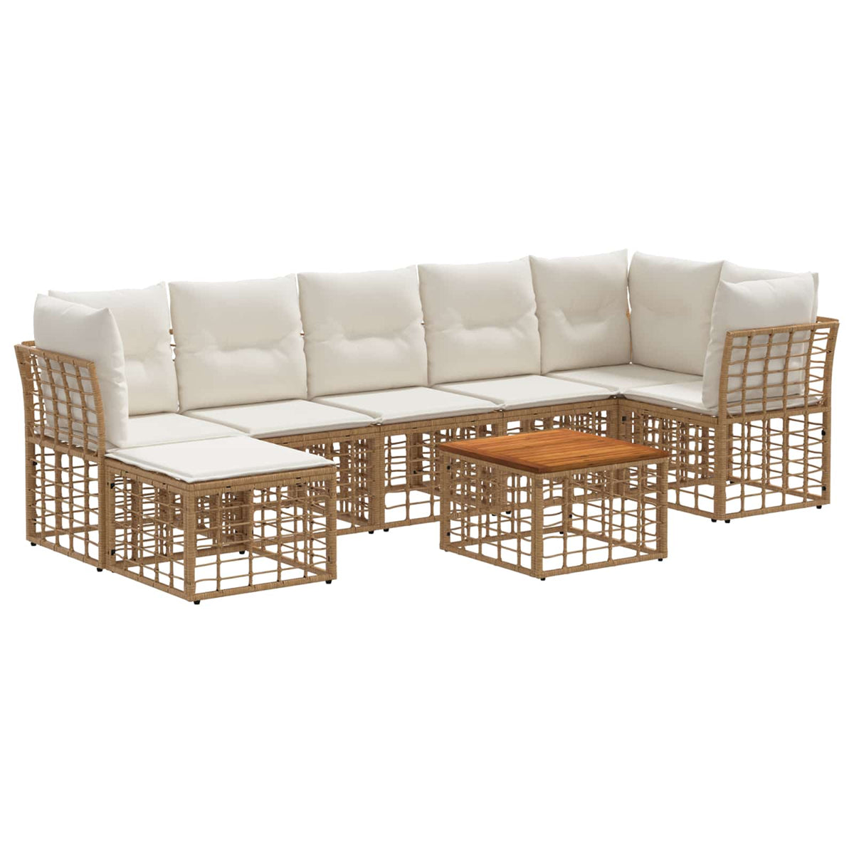 Set vanjskih sofa 8 pcs Prirodna i krema bijela Poliester