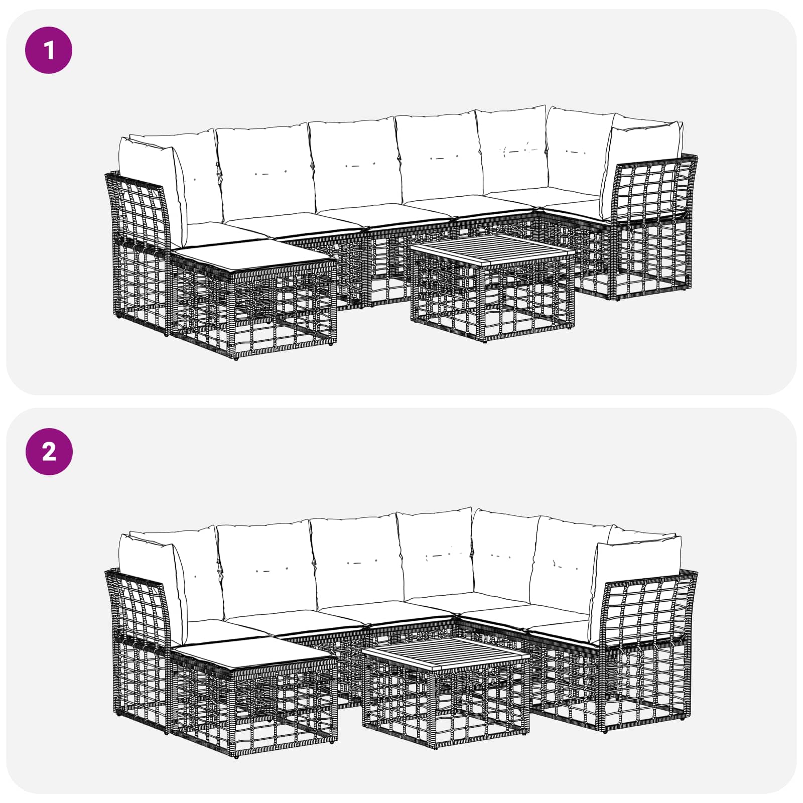 Set vanjskih sofa 8 pcs Prirodna i krema bijela Poliester