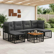Set vanjskih sofa 7 kom. Crna i tamno siva Poliester