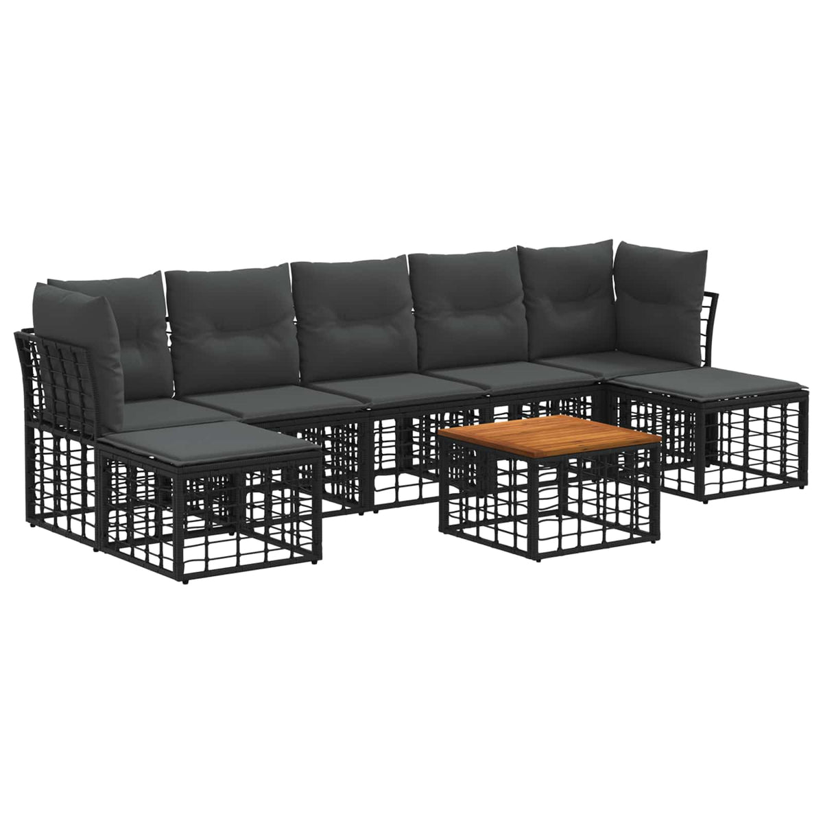 Set vanjskih sofa 8 pcs Crna i tamno siva Poliester
