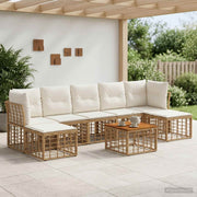 Set vanjskih sofa 8 kom. Prirodna i krema bijela Poliester
