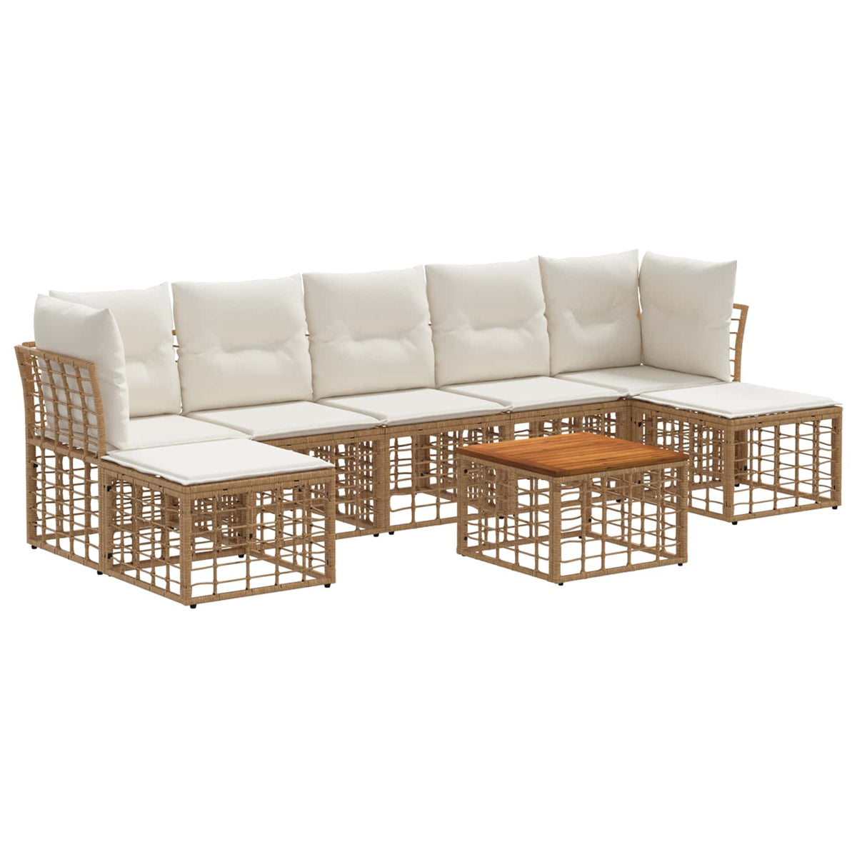 Set vanjskih sofa 8 kom. Prirodna i krema bijela Poliester