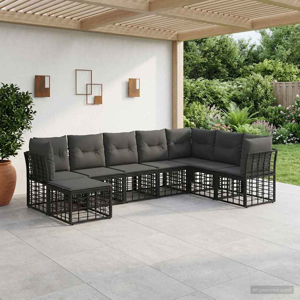 Set vanjskih sofa Crna Poliester