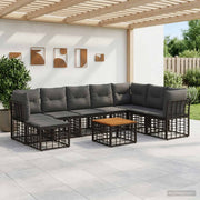 Set vanjskih sofa 9 kom. Crna i tamno siva Poliester