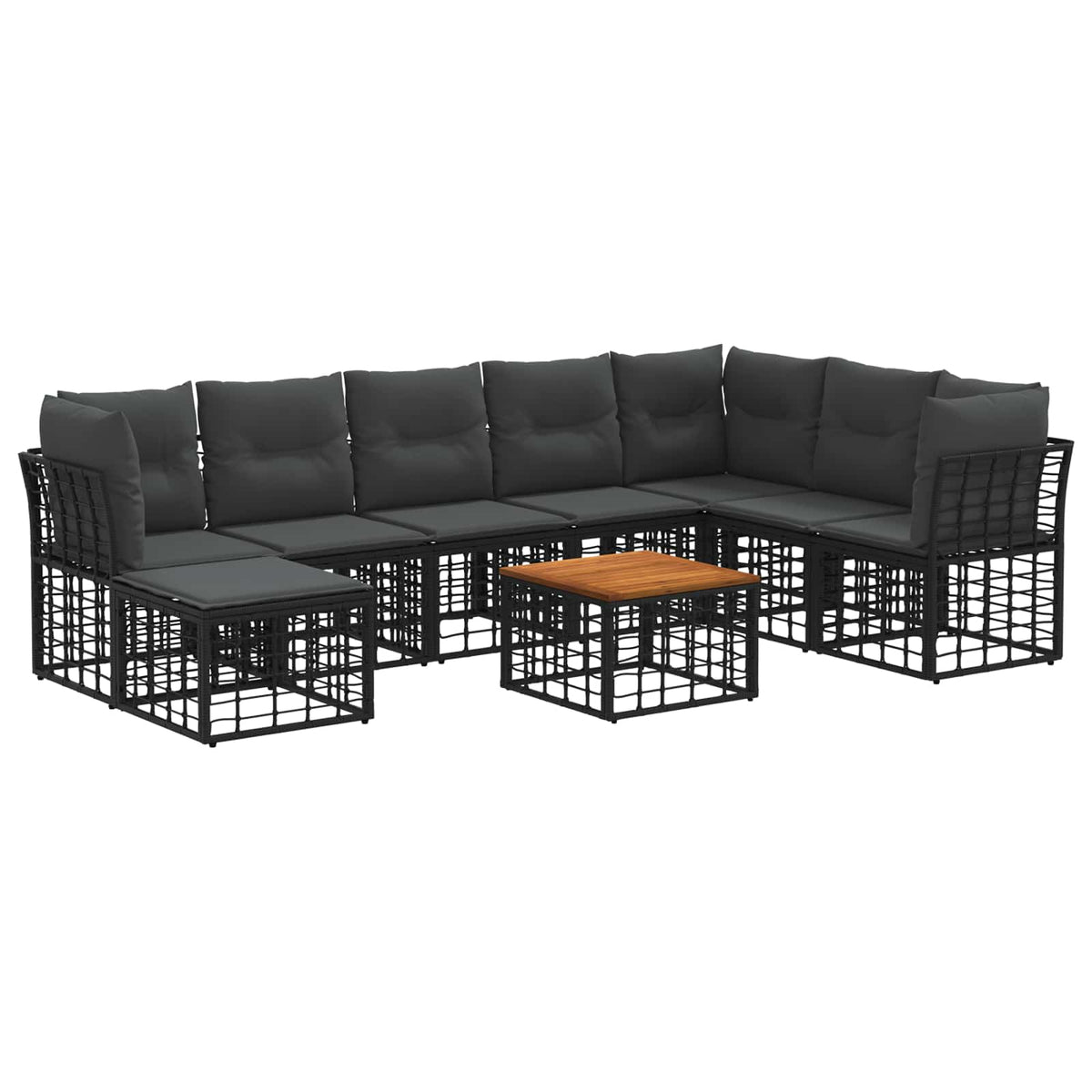 Set vanjskih sofa 9 kom. Crna i tamno siva Poliester