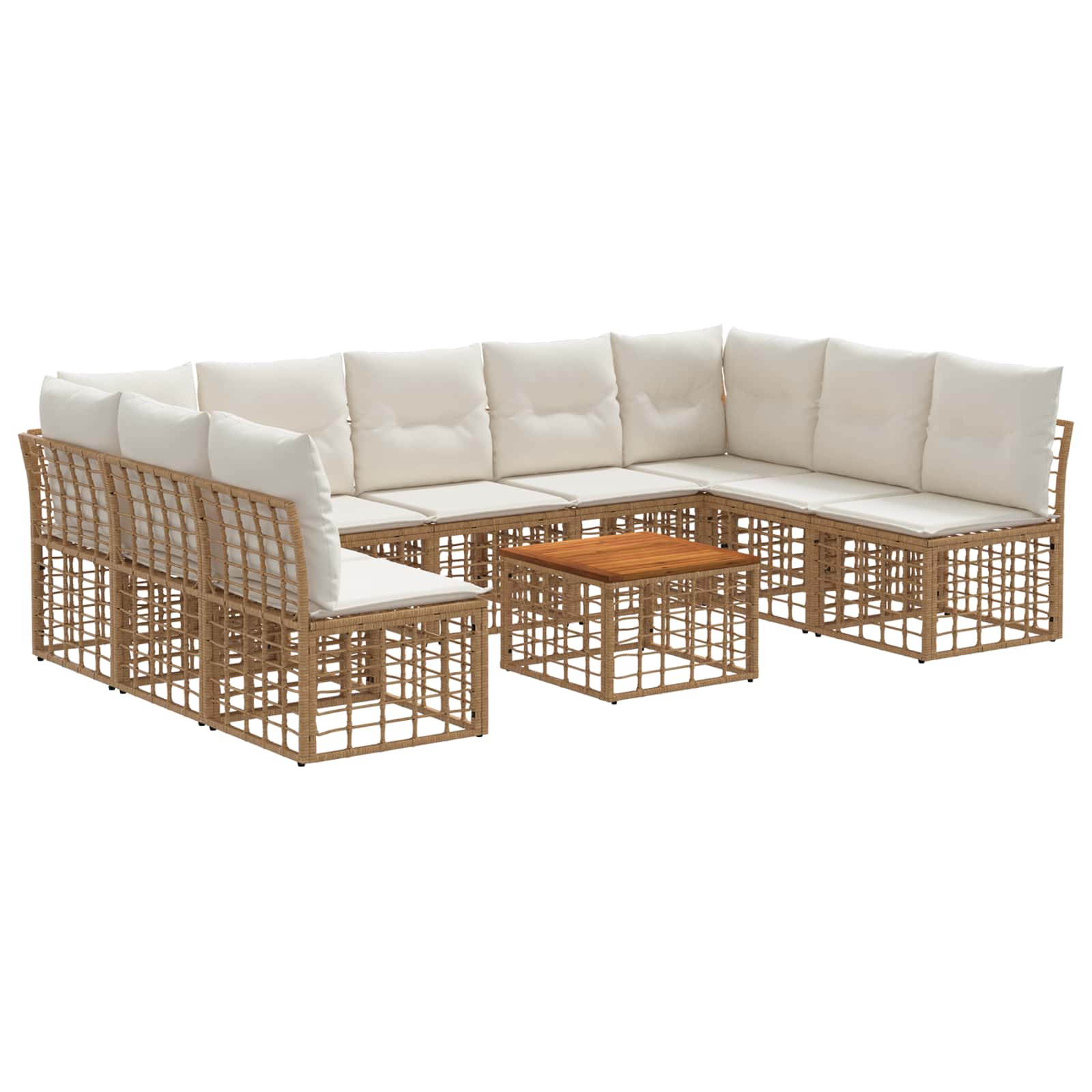 Set vanjskih sofa 10 pcs Prirodna i krema bijela Poliester