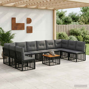 Set vanjskih sofa 11 kom. Crna i tamno siva Poliester