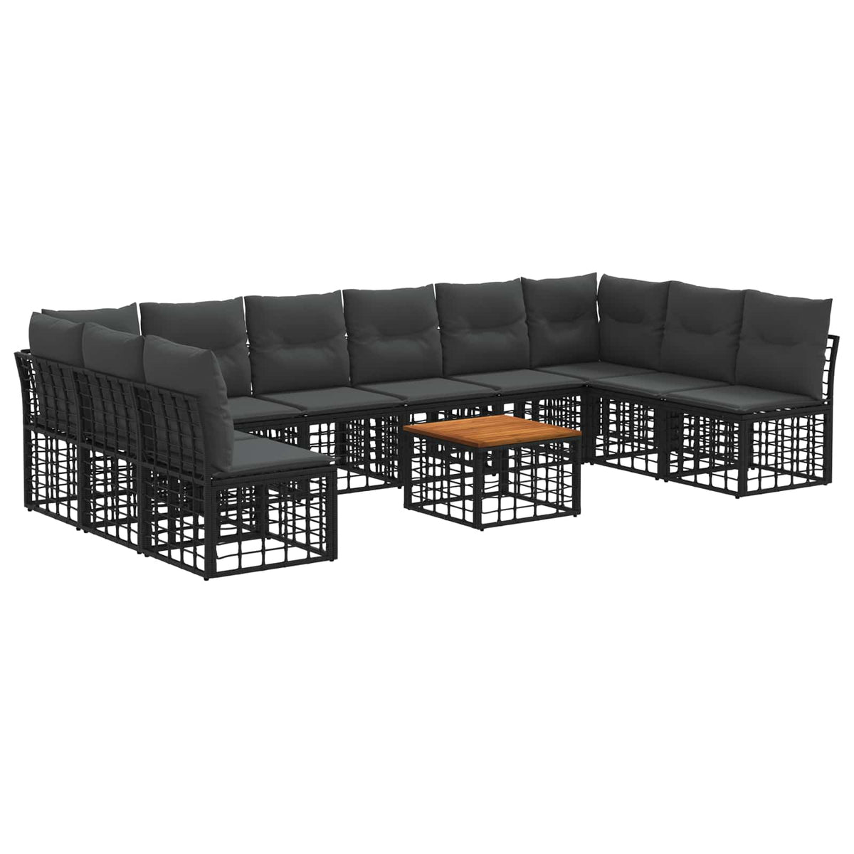Set vanjskih sofa 11 kom. Crna i tamno siva Poliester