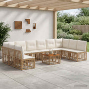 Set vanjskih sofa 11 kom. Prirodna i krema bijela Poliester