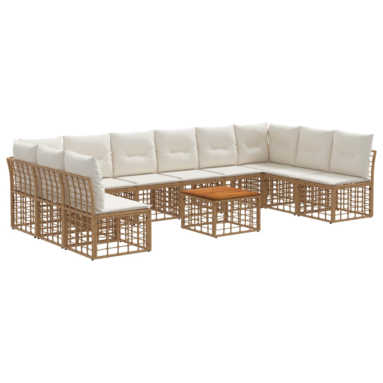 Set vanjskih sofa 11 pcs Prirodna i krema bijela Poliester