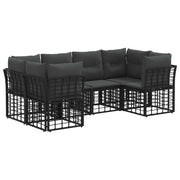 Set vanjskih sofa s jastukom 6 pcs Crna Poliester