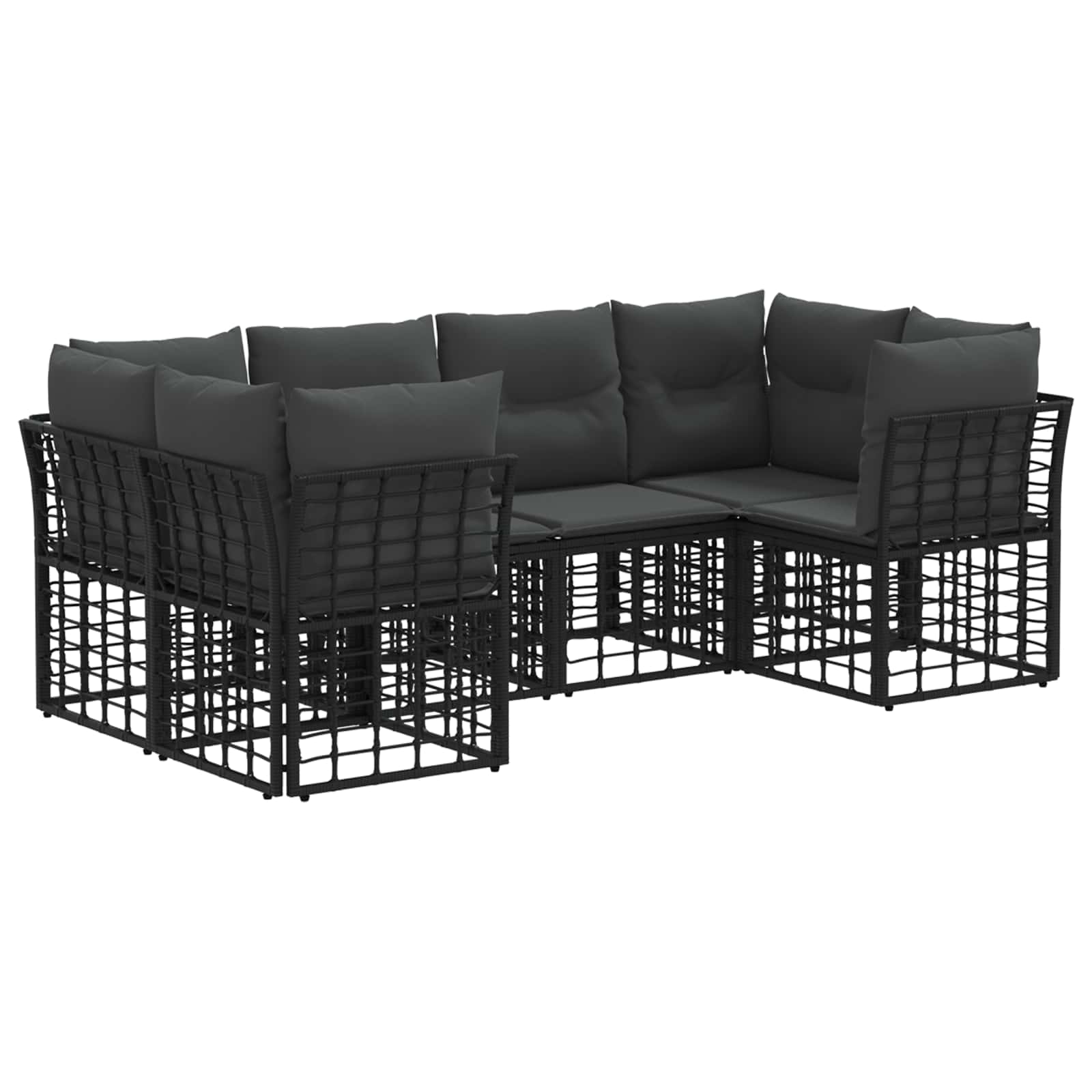 Set vanjskih sofa s jastukom 6 pcs Crna Poliester