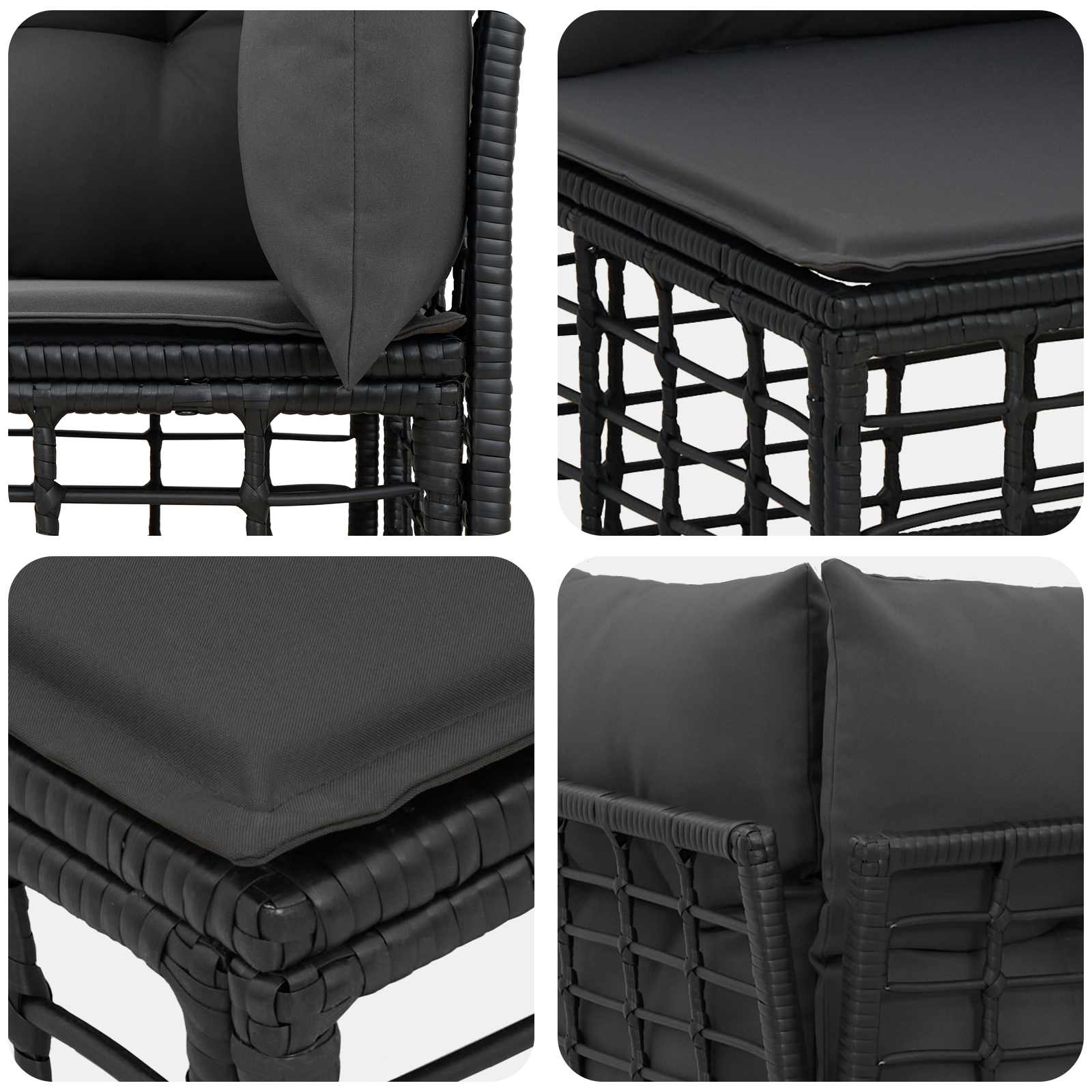 Set vanjskih sofa s jastukom 7 pcs Crna i tamno siva Poliester