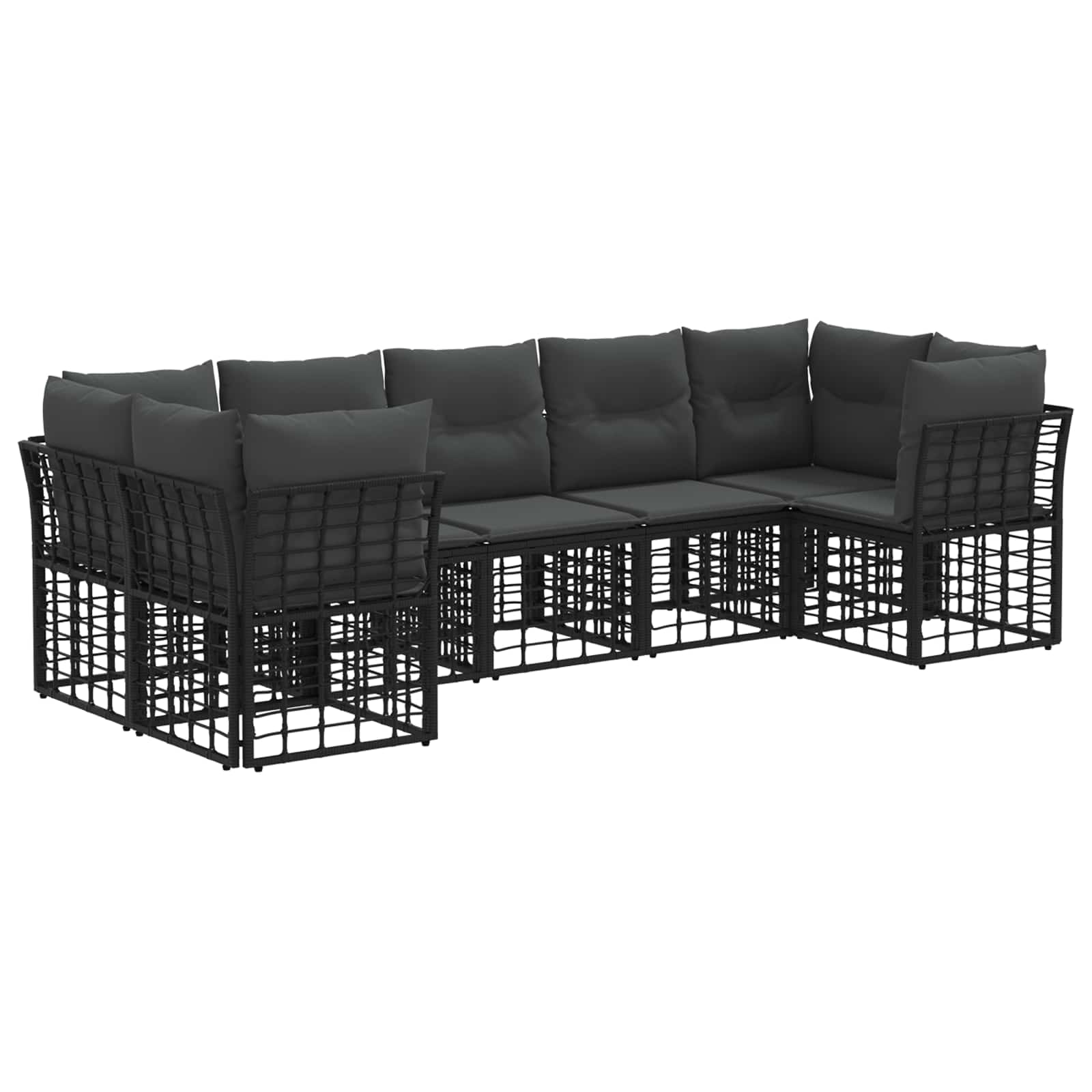 Set vanjskih sofa s jastukom 7 pcs Crna i tamno siva Poliester