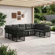 Set vanjskih sofa Crna i tamno siva Poliester