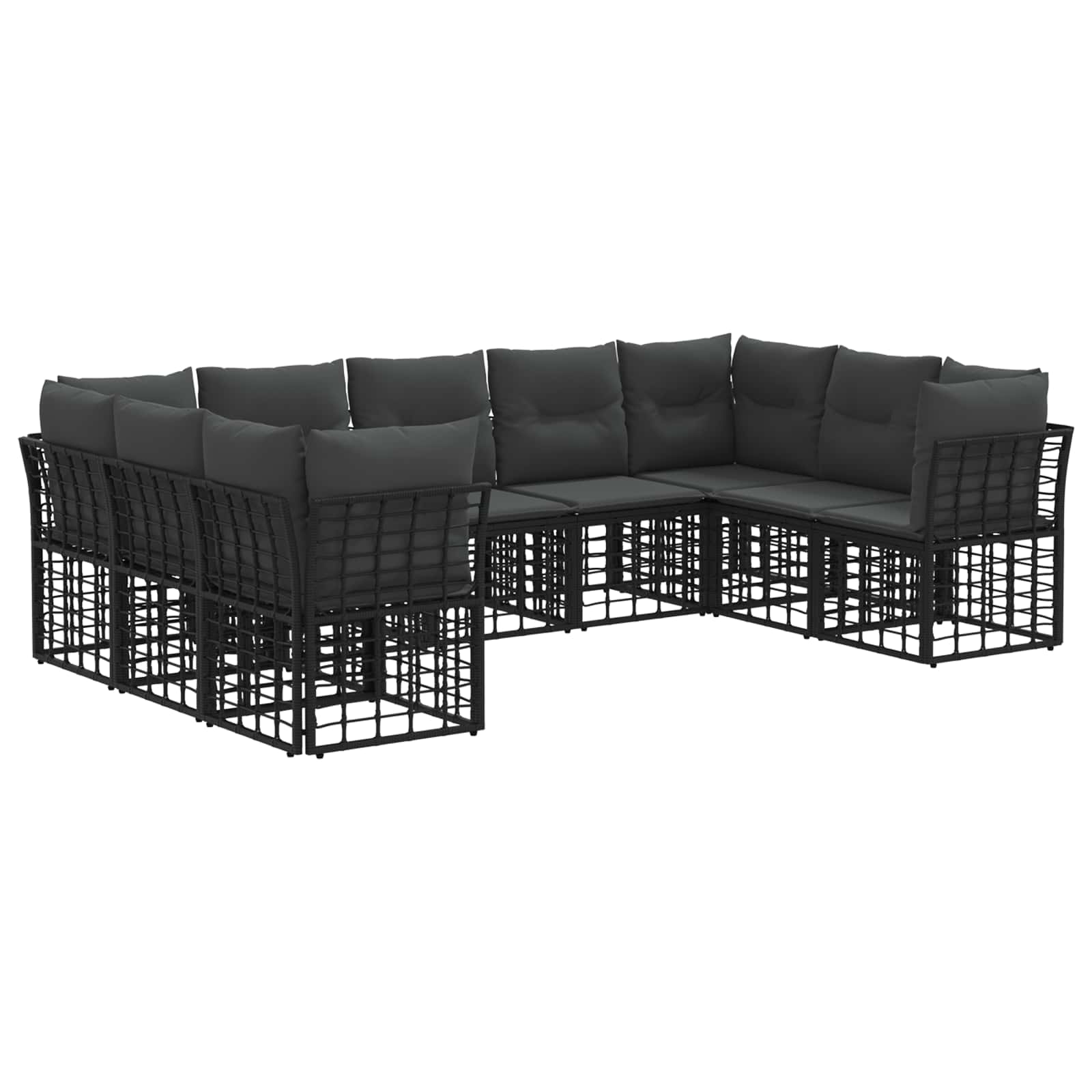 Set vanjskih sofa Crna i tamno siva Poliester