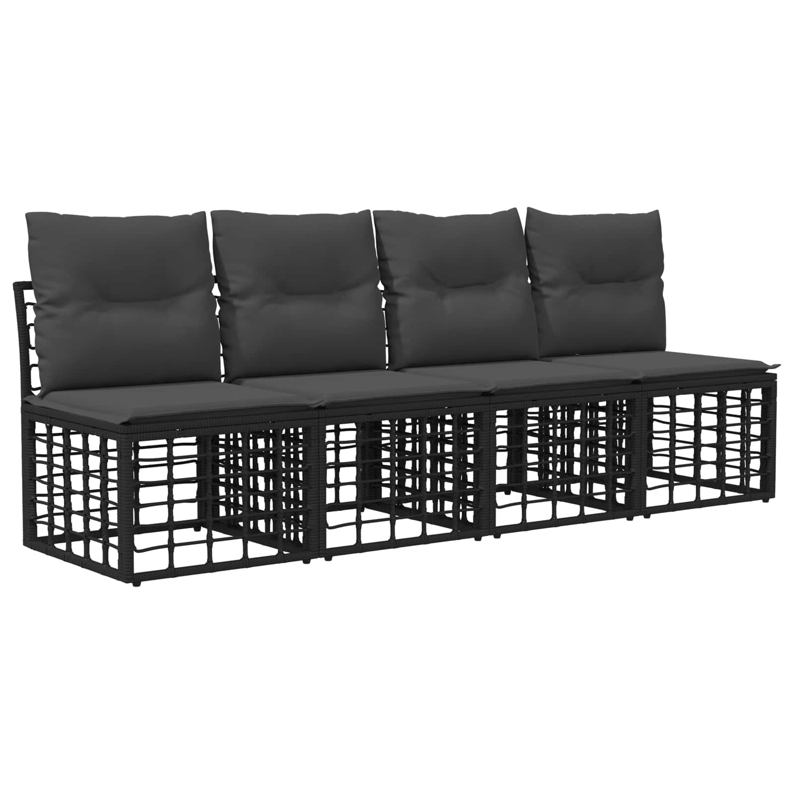 Set vanjskih sofa Crna i tamno siva Poliester
