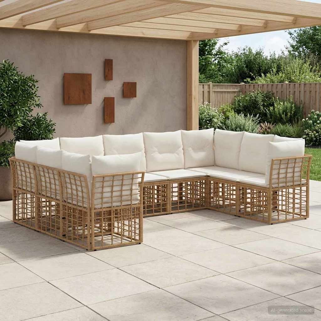 Set vanjskih sofa Prirodna i krema bijela Poliester