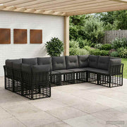 Set vanjskih sofa Crna i tamno siva Poliester