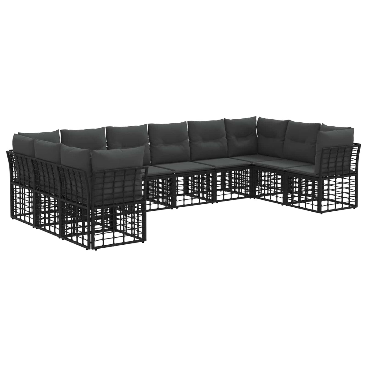 Set vanjskih sofa Crna i tamno siva Poliester
