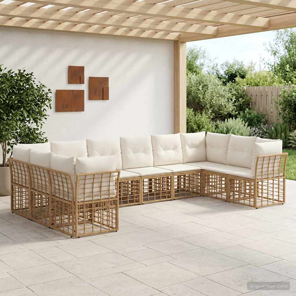 Set vanjskih sofa Prirodna i krema bijela Poliester