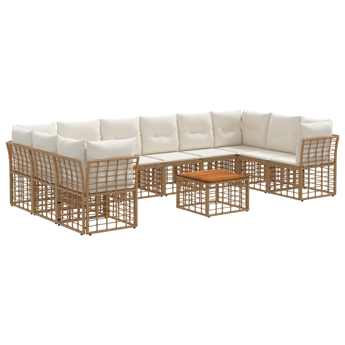 Set vanjskih sofa 11 kom. Prirodna i krema bijela Poliester
