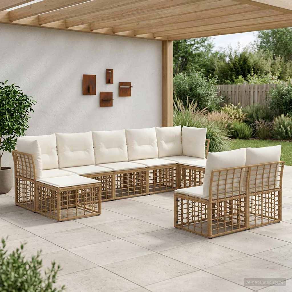 Set vanjskih sofa Prirodna i krema bijela Poliester
