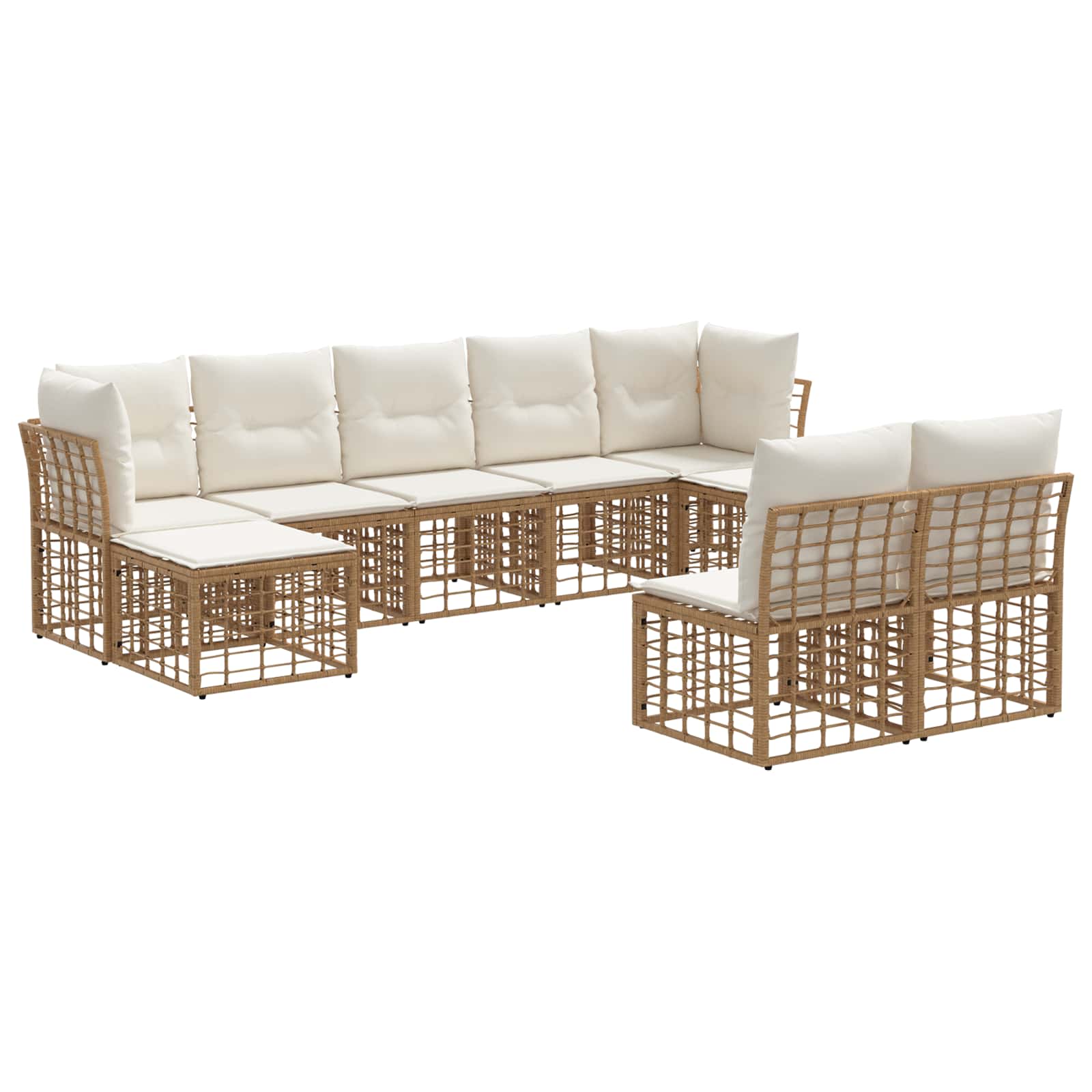 Set vanjskih sofa Prirodna i krema bijela Poliester