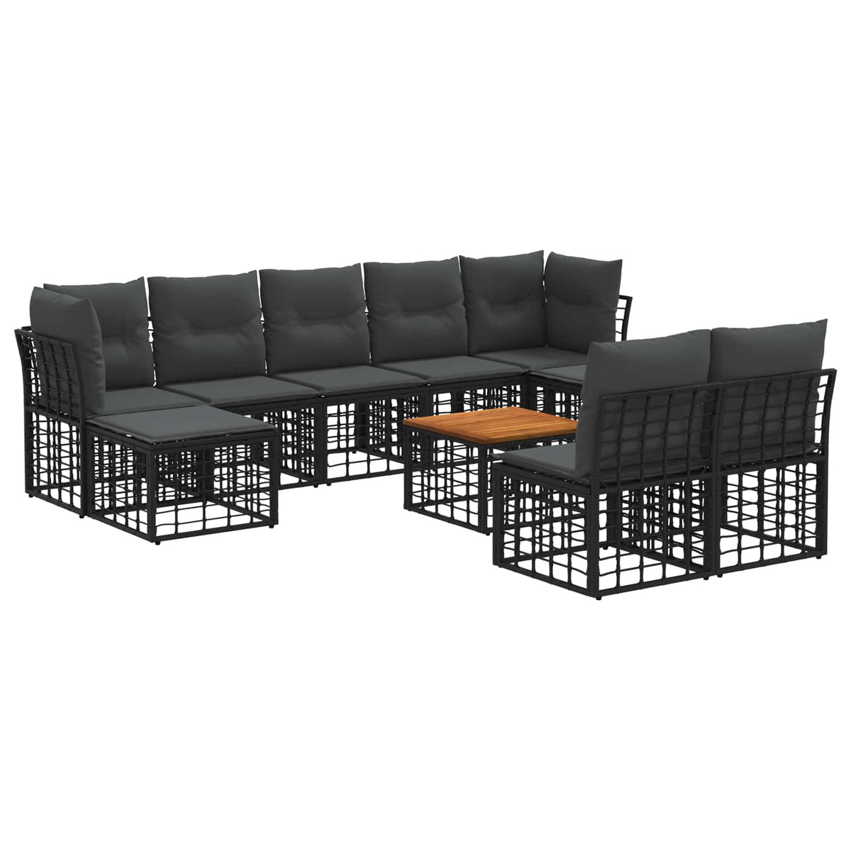 Set vanjskih sofa 10 kom. Crna i tamno siva Poliester