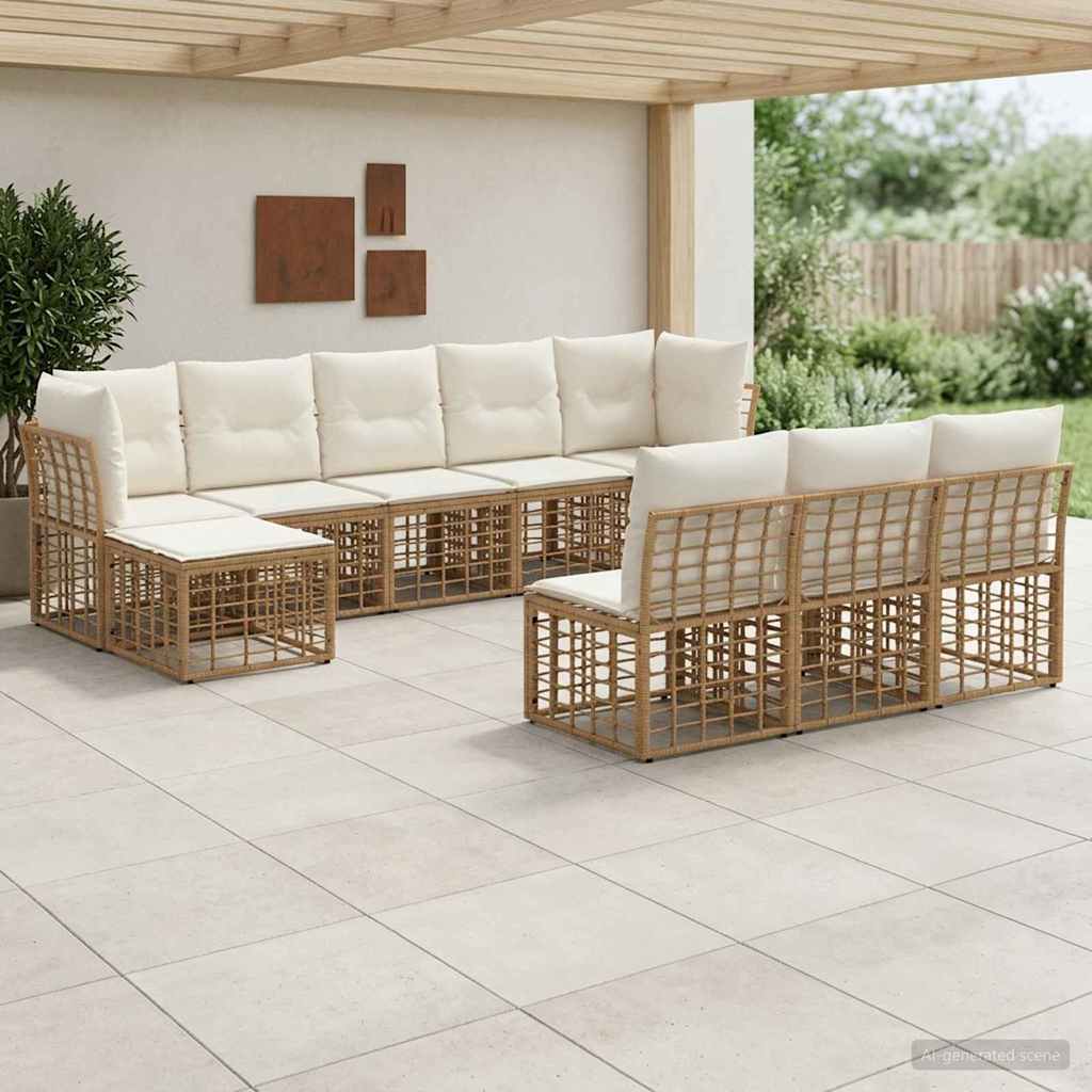 Set vanjskih sofa Prirodna i krema bijela Poliester