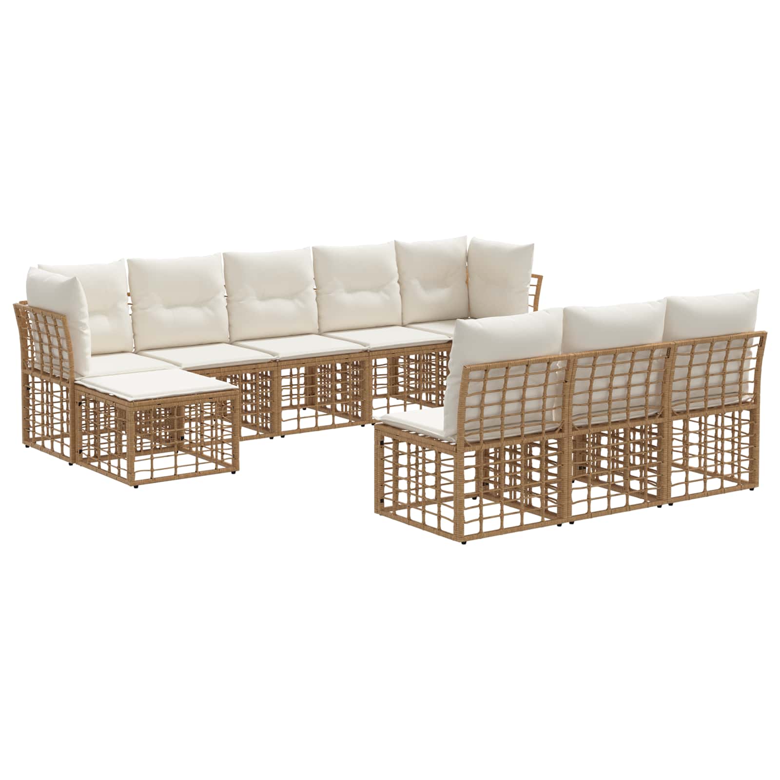 Set vanjskih sofa Prirodna i krema bijela Poliester