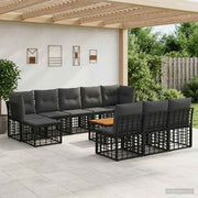 Set vanjskih sofa 11 kom. Crna i tamno siva Poliester