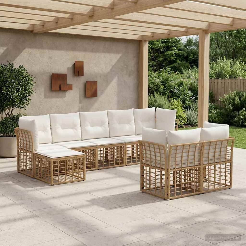 Set vanjskih sofa Prirodna i krema bijela Poliester